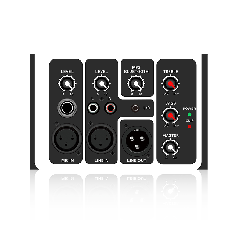 PL15: un singur microfon și intrare de linie, ieșire mixă, modul analog analog orizontal pentru amplificator de clasă AB