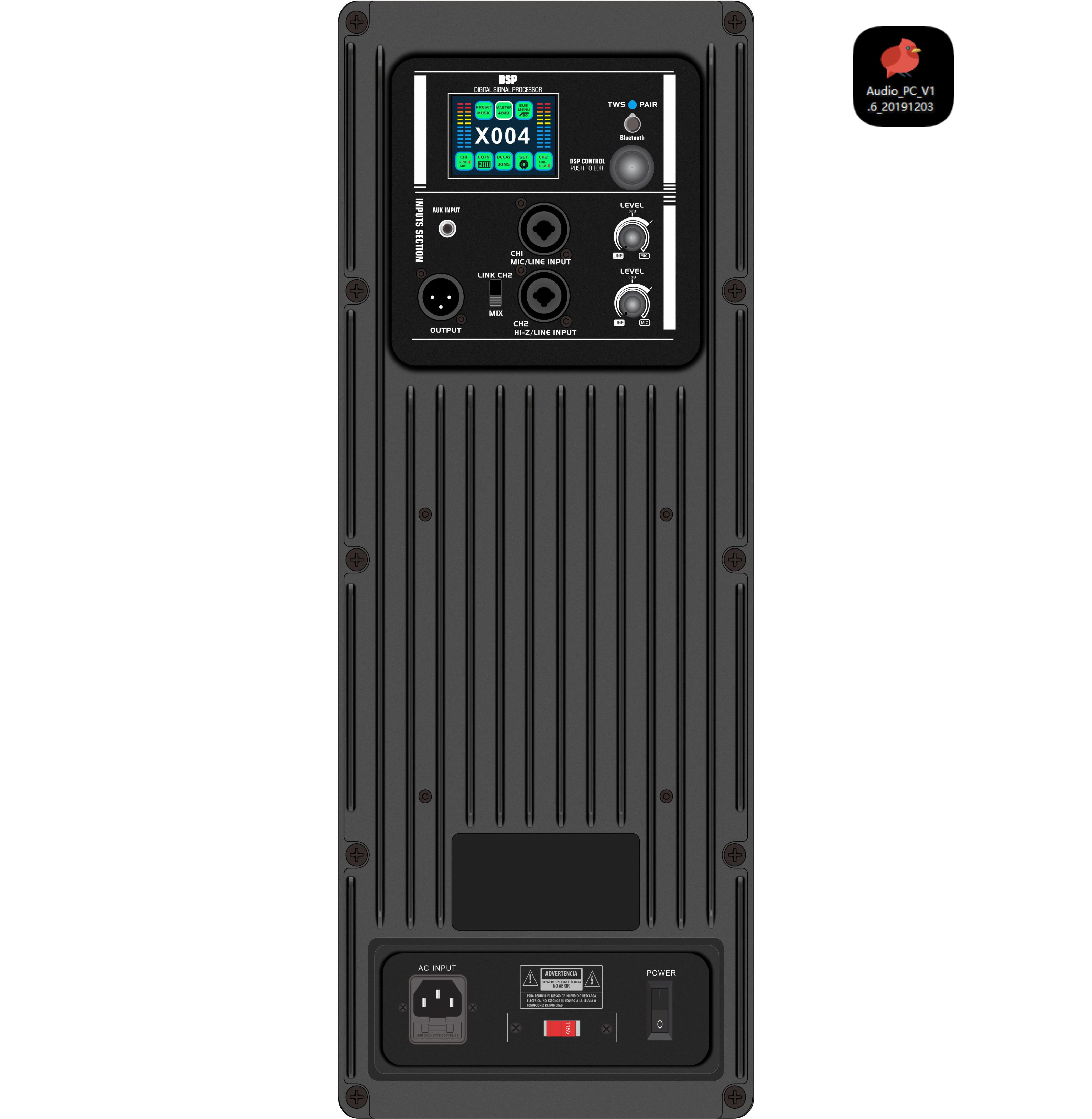 DSP2408 Amplificator difuzor activ cu ecran color în 2 căi cu DSP