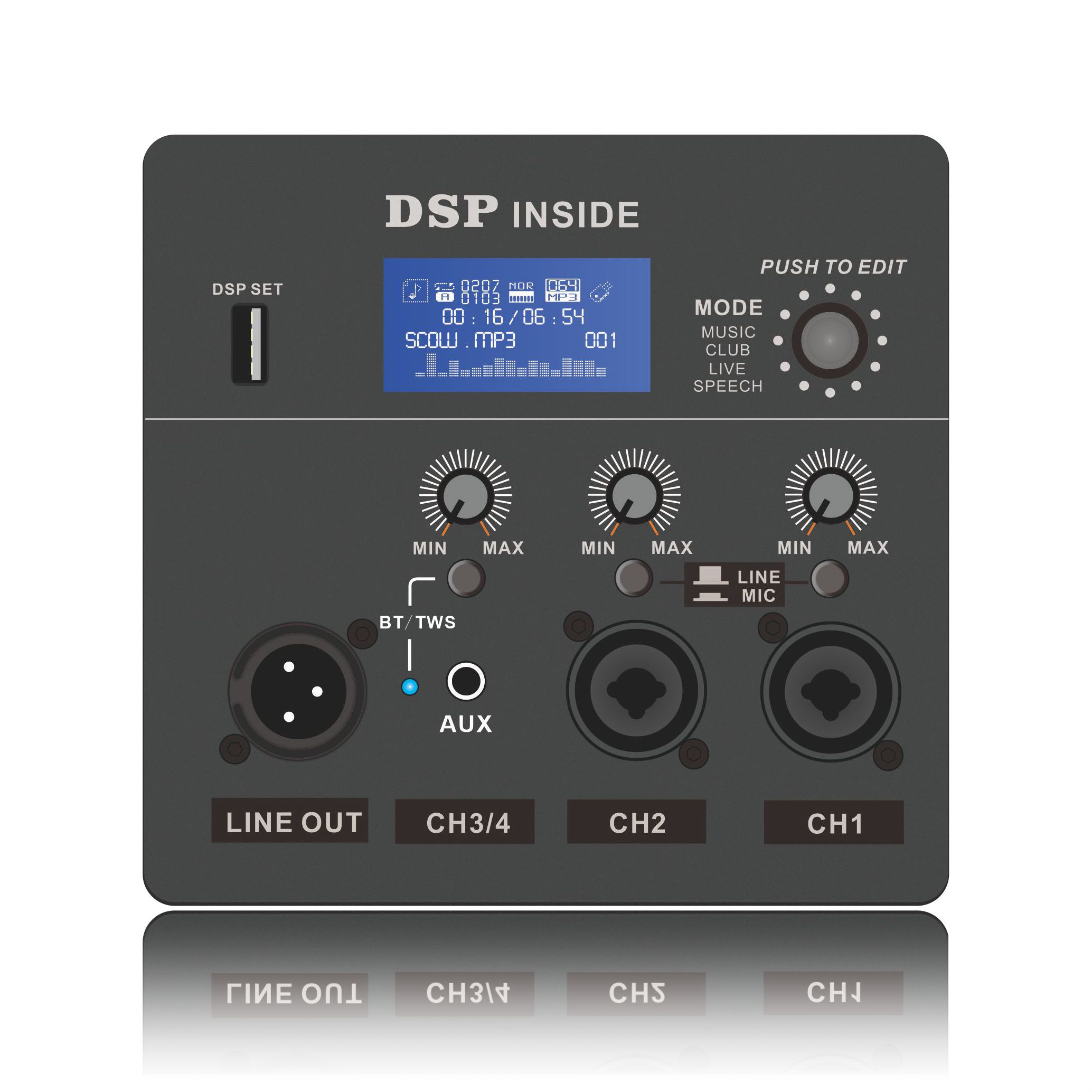 DSP1801: Difuzor activ cu frecvență completă ADAU1701 Modul funcțional DSP