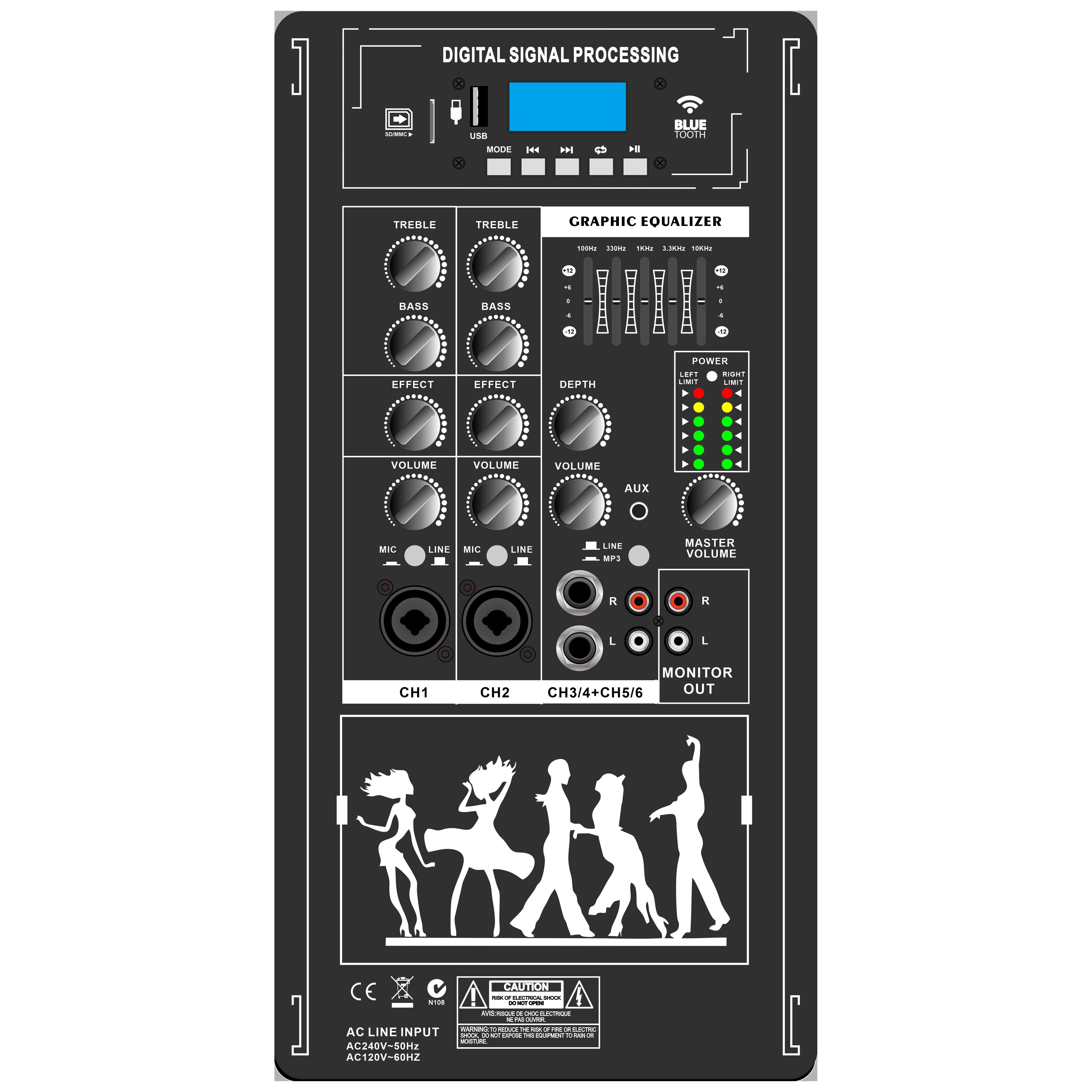 Amplificator alimentat cu sistem stereo portabil EON206