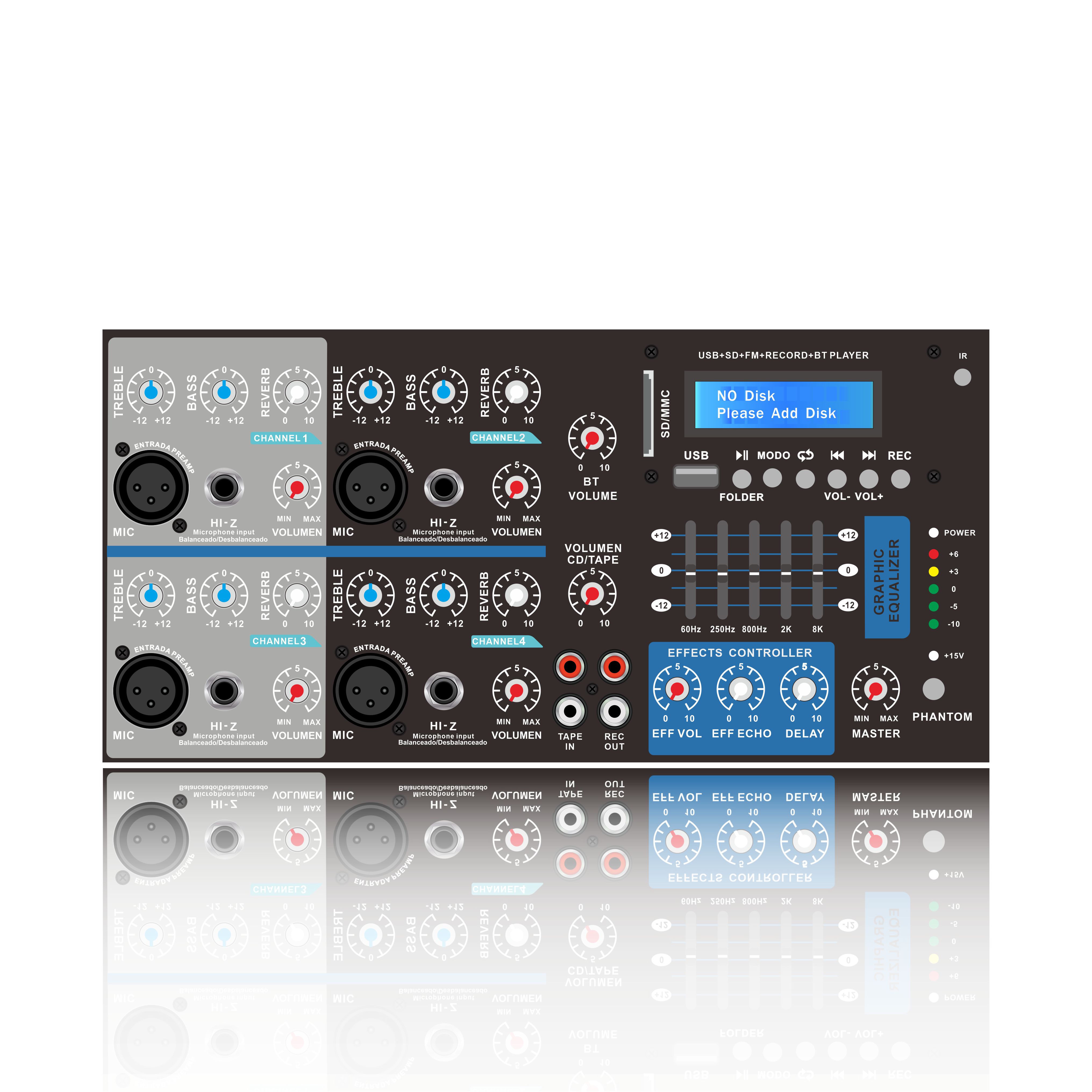 Amplificator mixer karaoke Bluetooth cu 4 canale SB4200