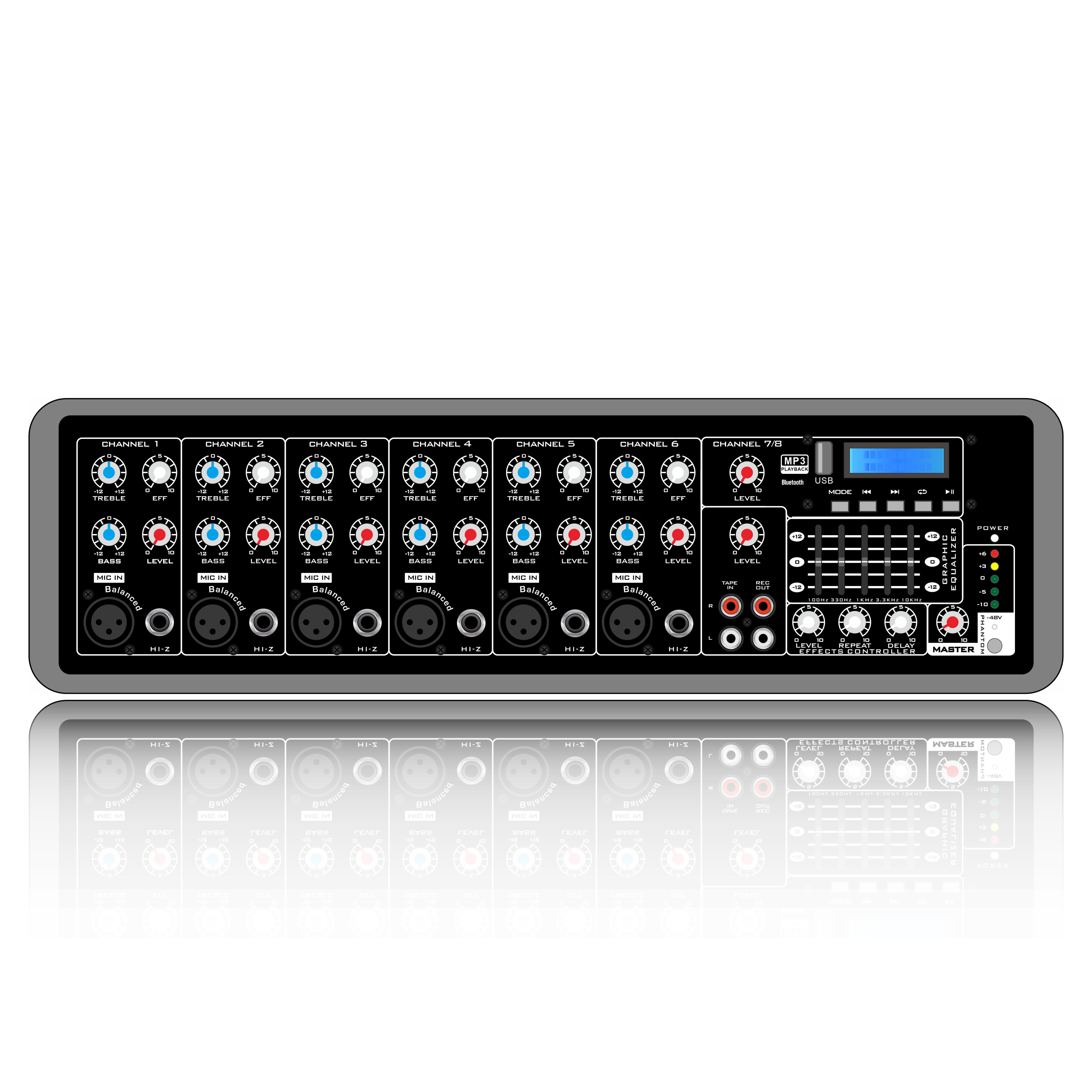 Mixer PA cu 8 canale alimentat cu cutie de plastic SD506