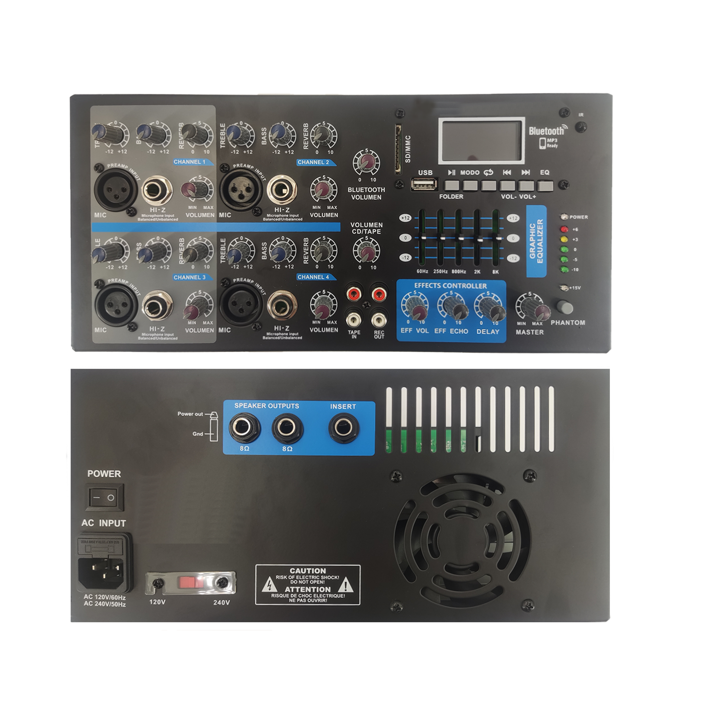 Amplificator mixer karaoke Bluetooth cu 4 canale SB4200