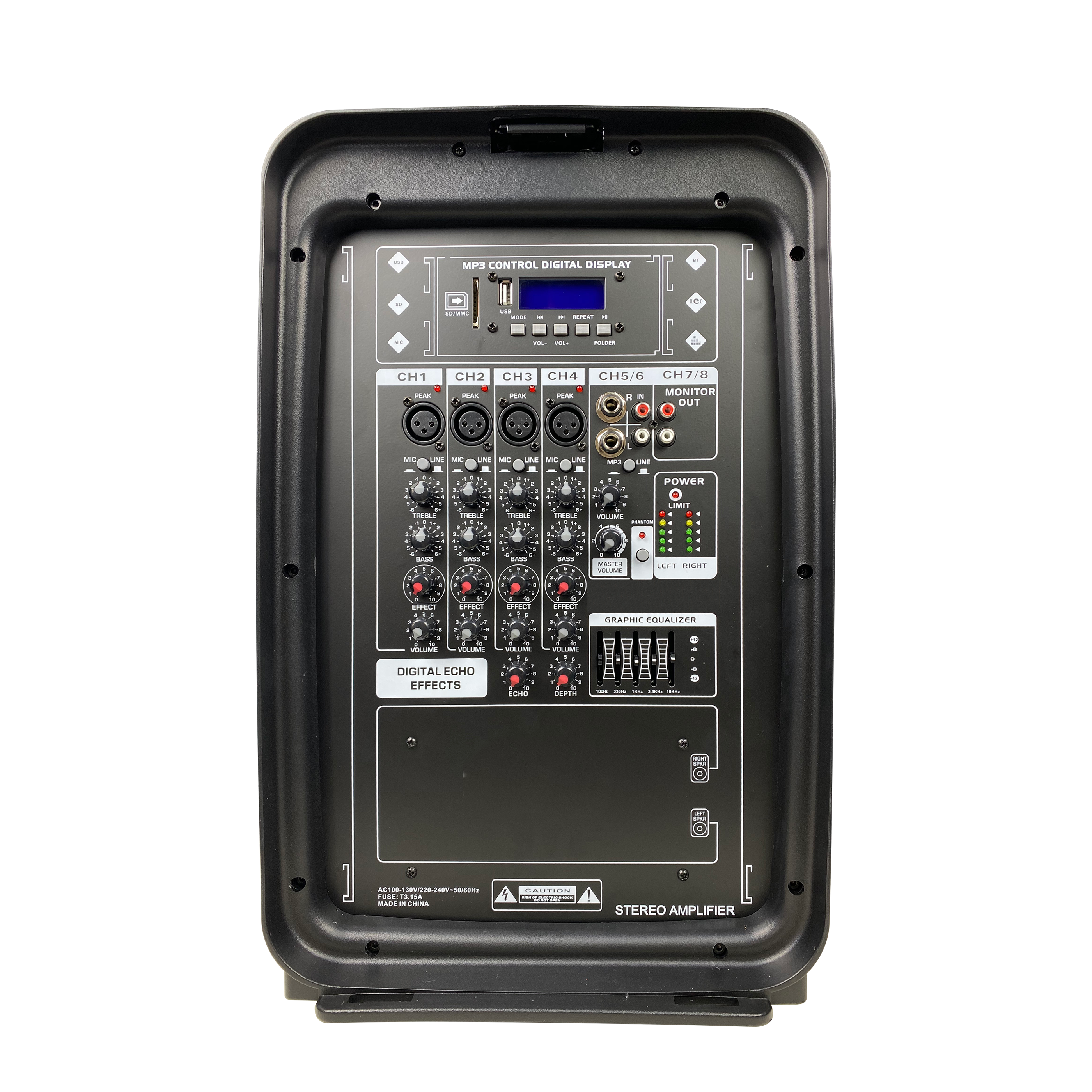 Amplificator mixer alimentat cu sistem în DOUĂ CĂI de 10 inchi EON210A