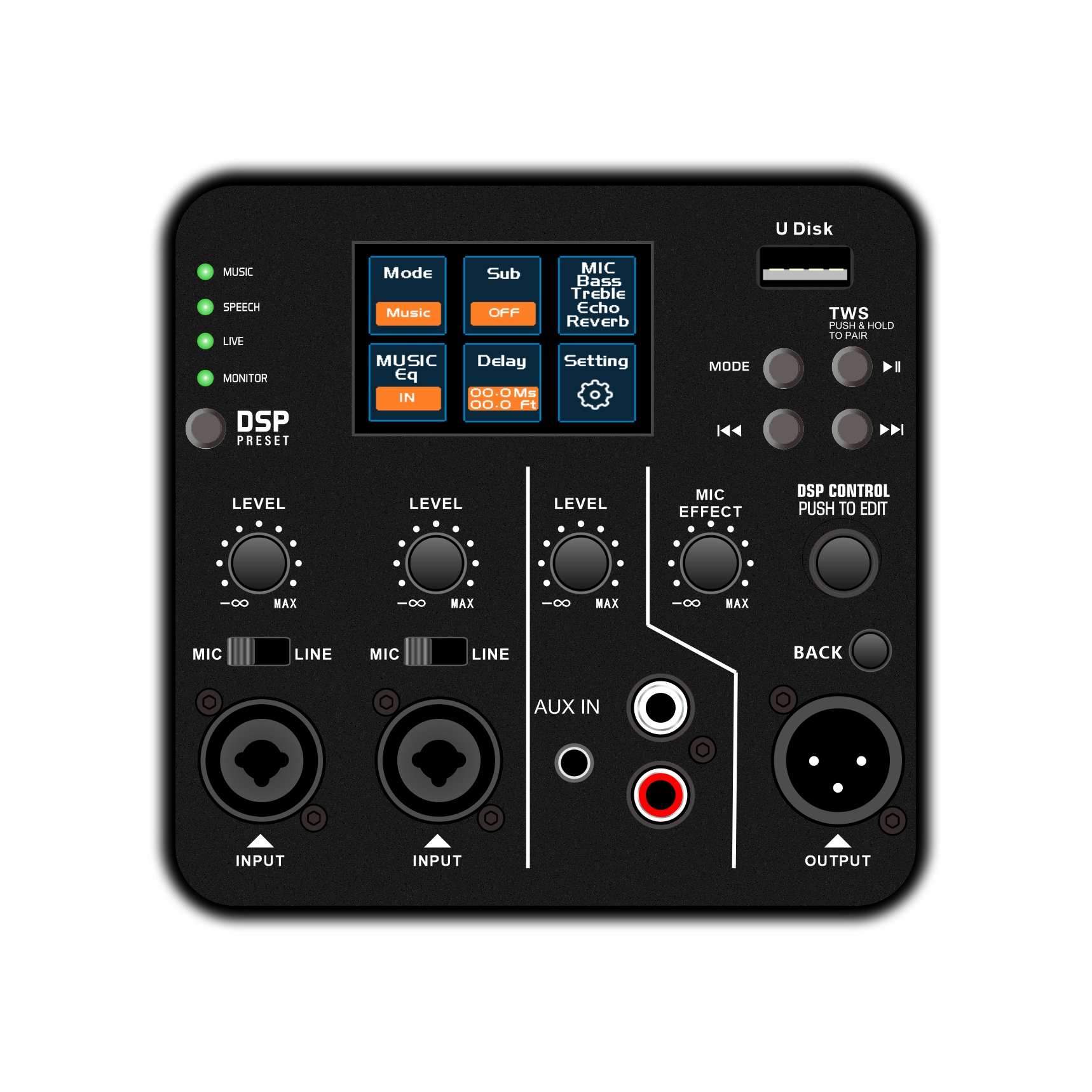 DSP2507 Amplificator difuzor activ DSP cu ecran color cu gamă completă